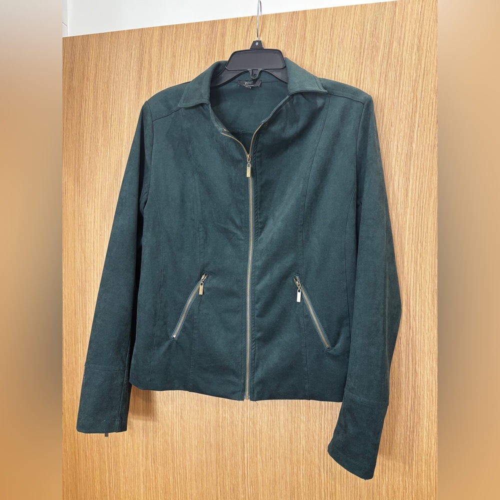 Elegant Dark Green Suede Jacket for Women